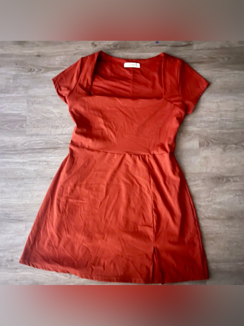 QINSEN Burnt Orange Square Neck Short Sleeve Tennis Dress Size XL Activewear